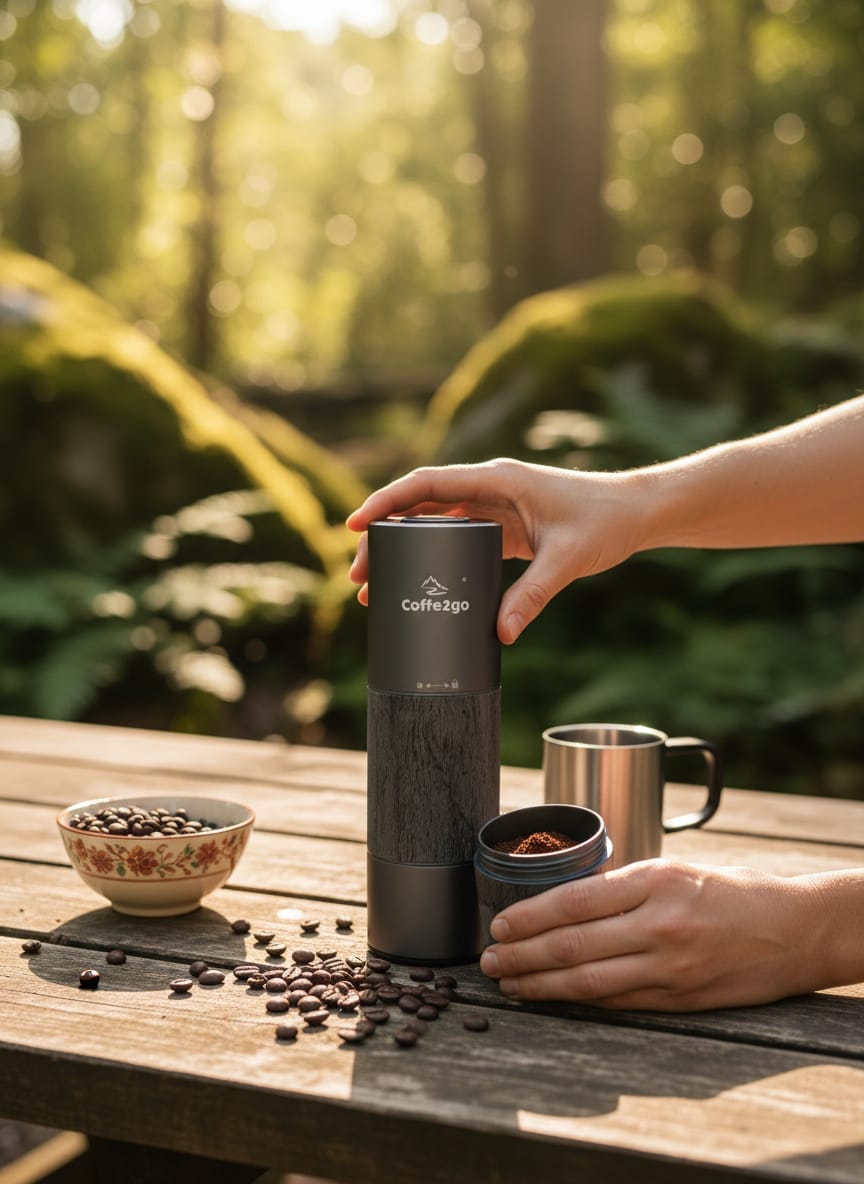 Cestovný elektrický mlynček na kávu COFFE2GO | USB-C nabíjanie 6 Cestovny-prenosny-mlyncek-coffe2go