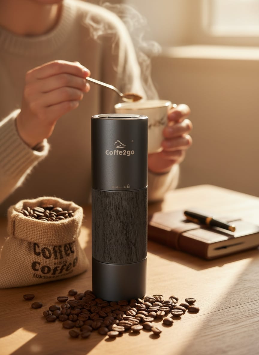 Cestovný elektrický mlynček na kávu COFFE2GO | USB-C nabíjanie 2 Cestovny-prenosny-mlyncek-coffe2go